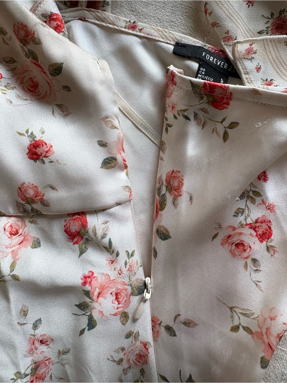 Forever 21 White Blouse with Subtle Pink Floral Accents - Picture 4 of 4
